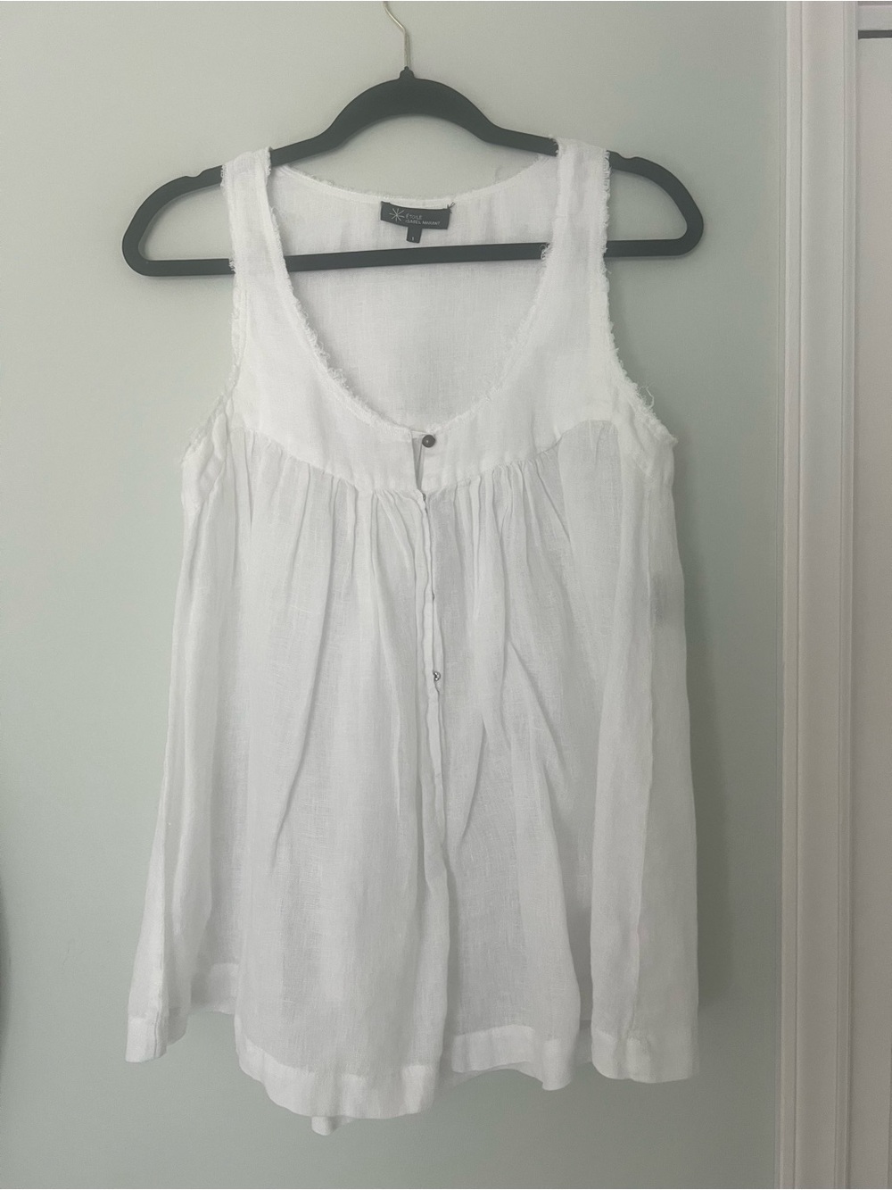 Isabel Marant Etoile Breezy White linen Sleeveless Button-Front Top S